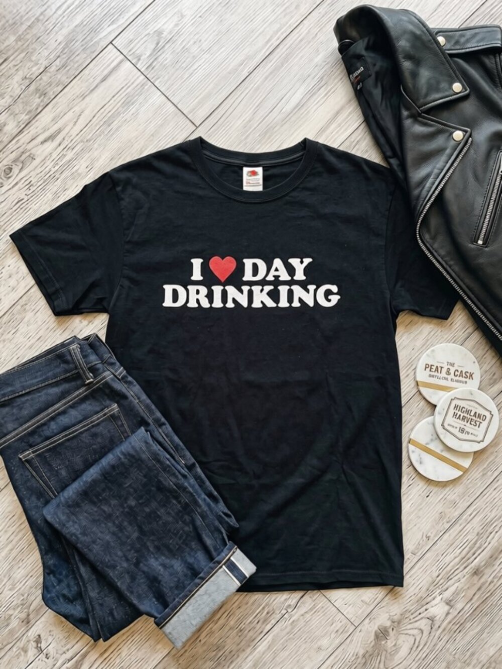 NWOT | Men's Black "I Love Day Drinking" Graphic T-shirt | Sz Medium